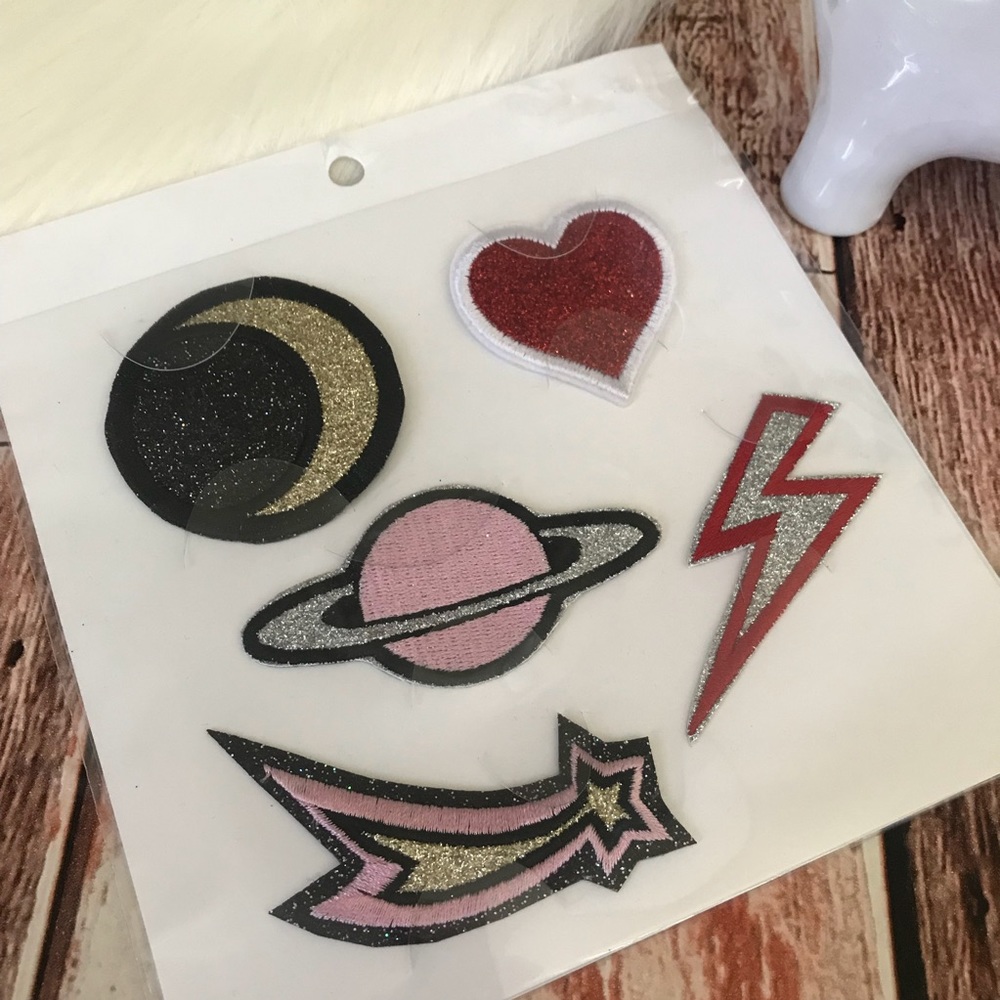 Iron On Patches Planet Shooting Star NWT - Picture 3 of 4